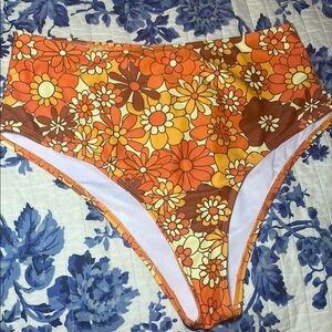SHEIN Floral High-Waisted Bikini Bottoms